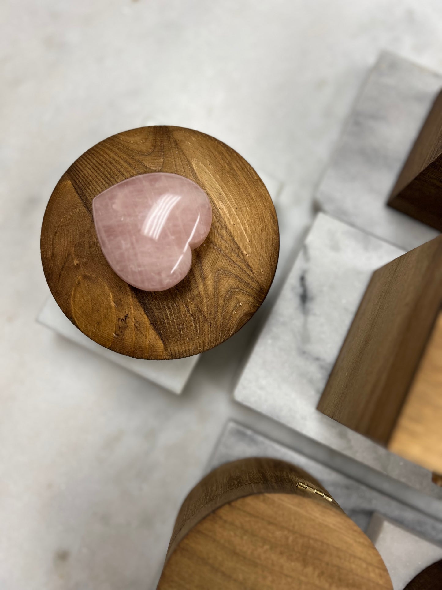 Wooden-style box with natural stone