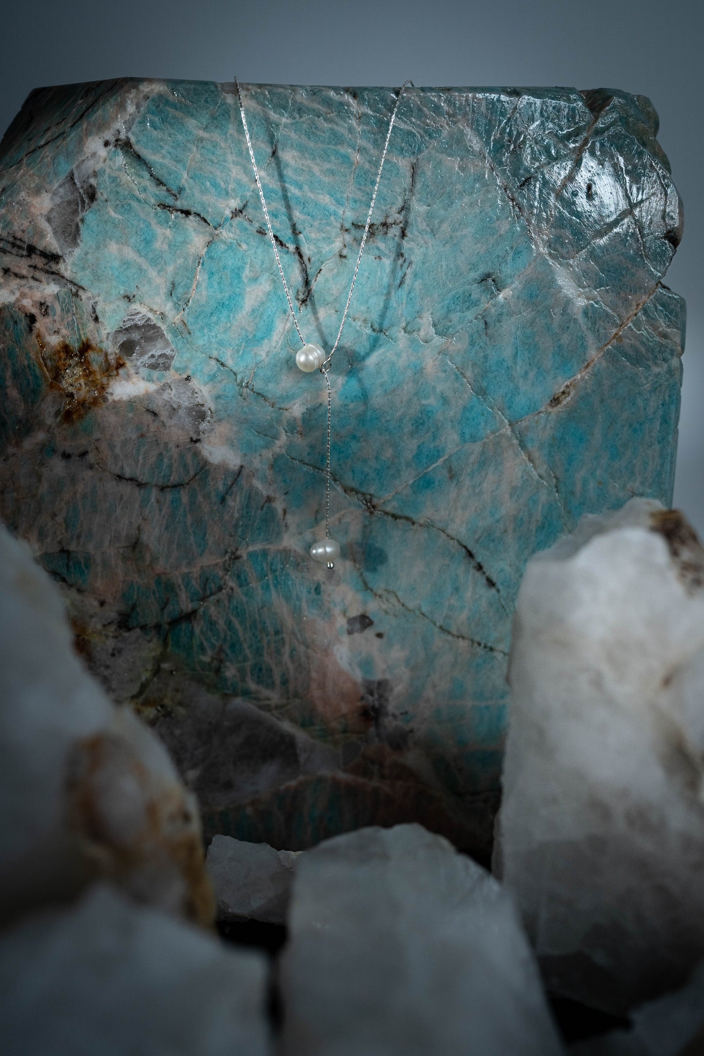 Freshwater Pearl Tie Necklace with Silver 925 - 70 cm