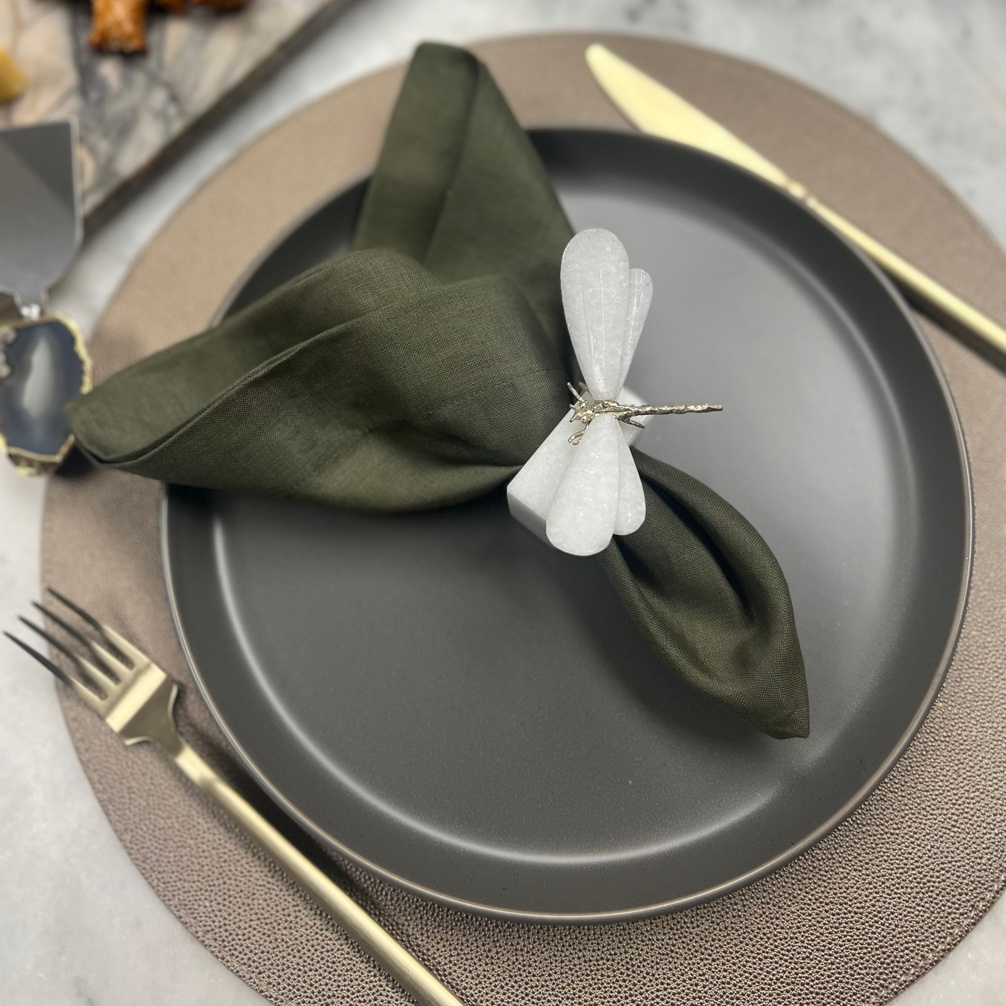Handcrafted Natural Stone Napkin Rings (sets of 4 and 6)