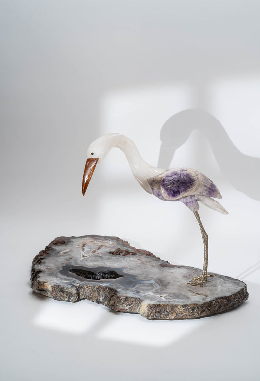 Heron in Agate Tray
