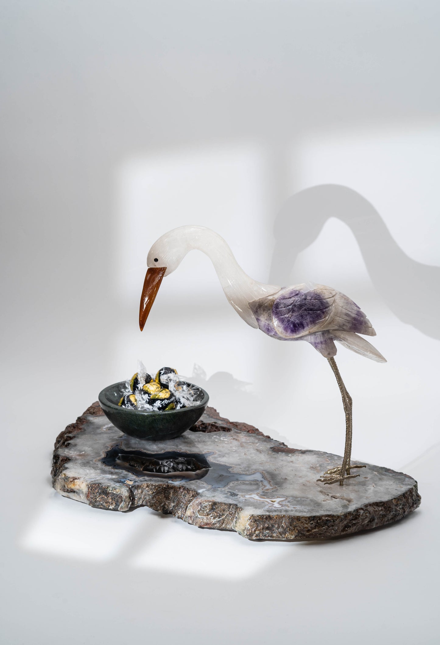 Heron in Agate Tray