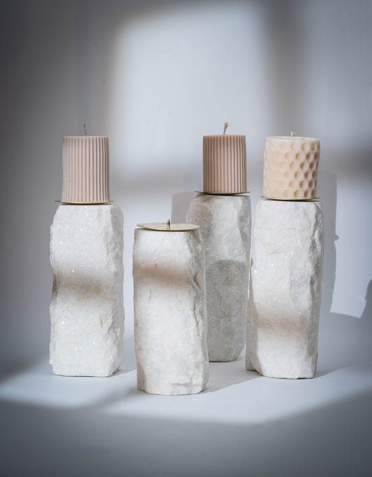 Pilar Candle Holder - White Marble