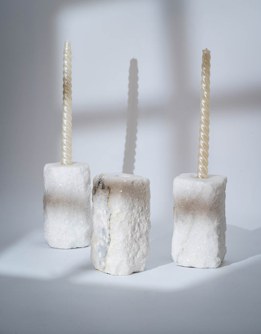 Taper Candle Holder - White Marble