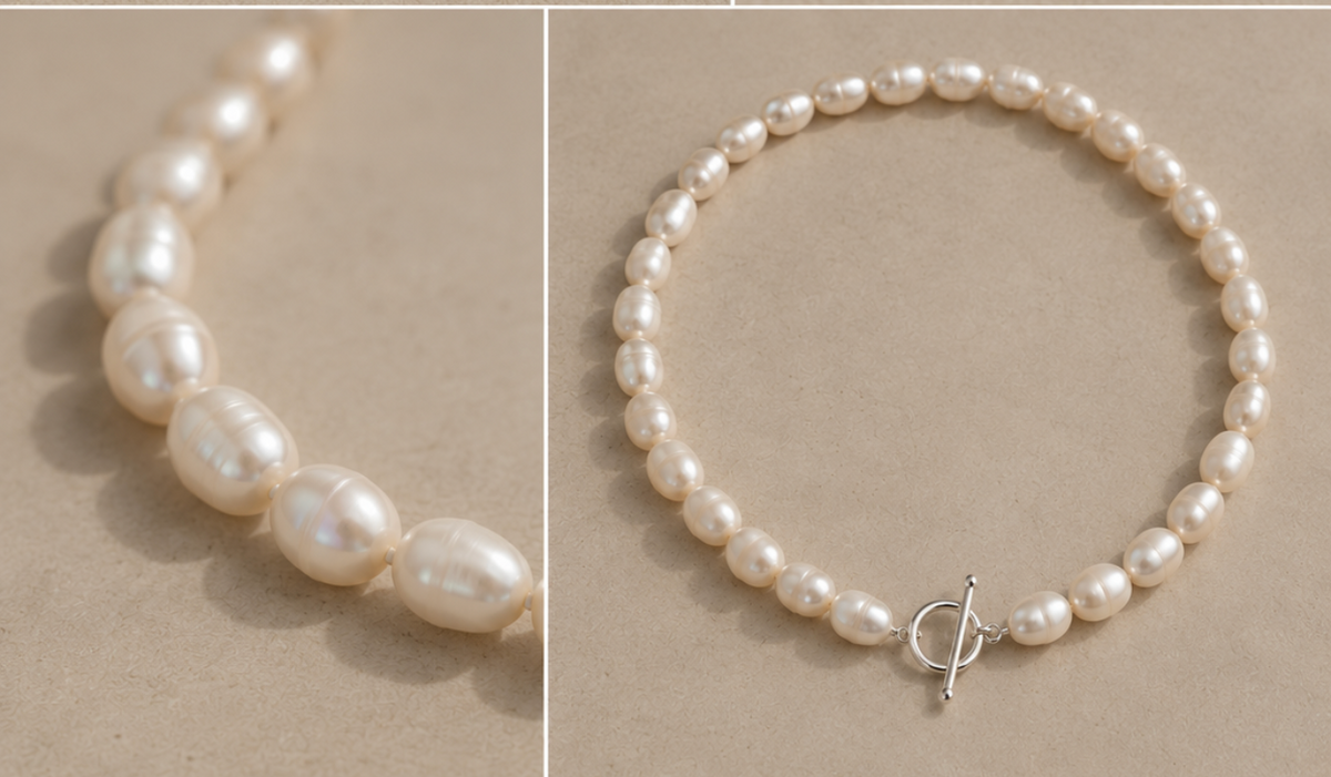 Necklace - Rice Pearl with Silver 925