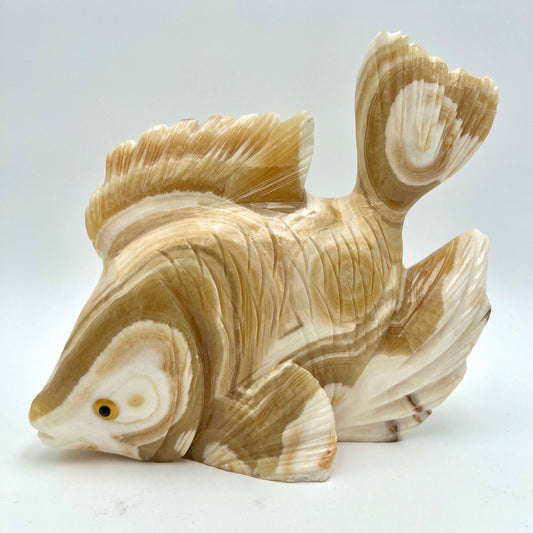 Natural Stone Fish Sculpture - Onyx