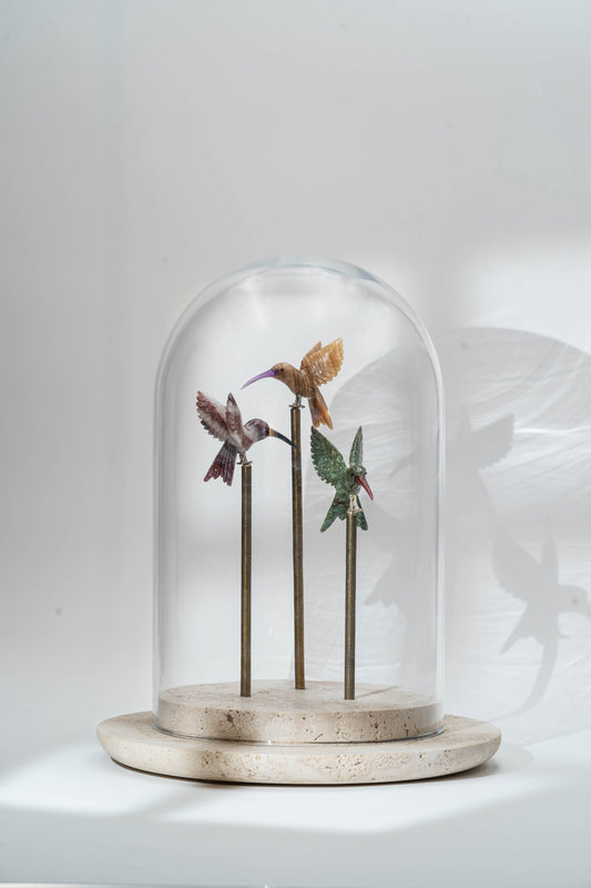 Natural Stone Dome with Bird Sculpture