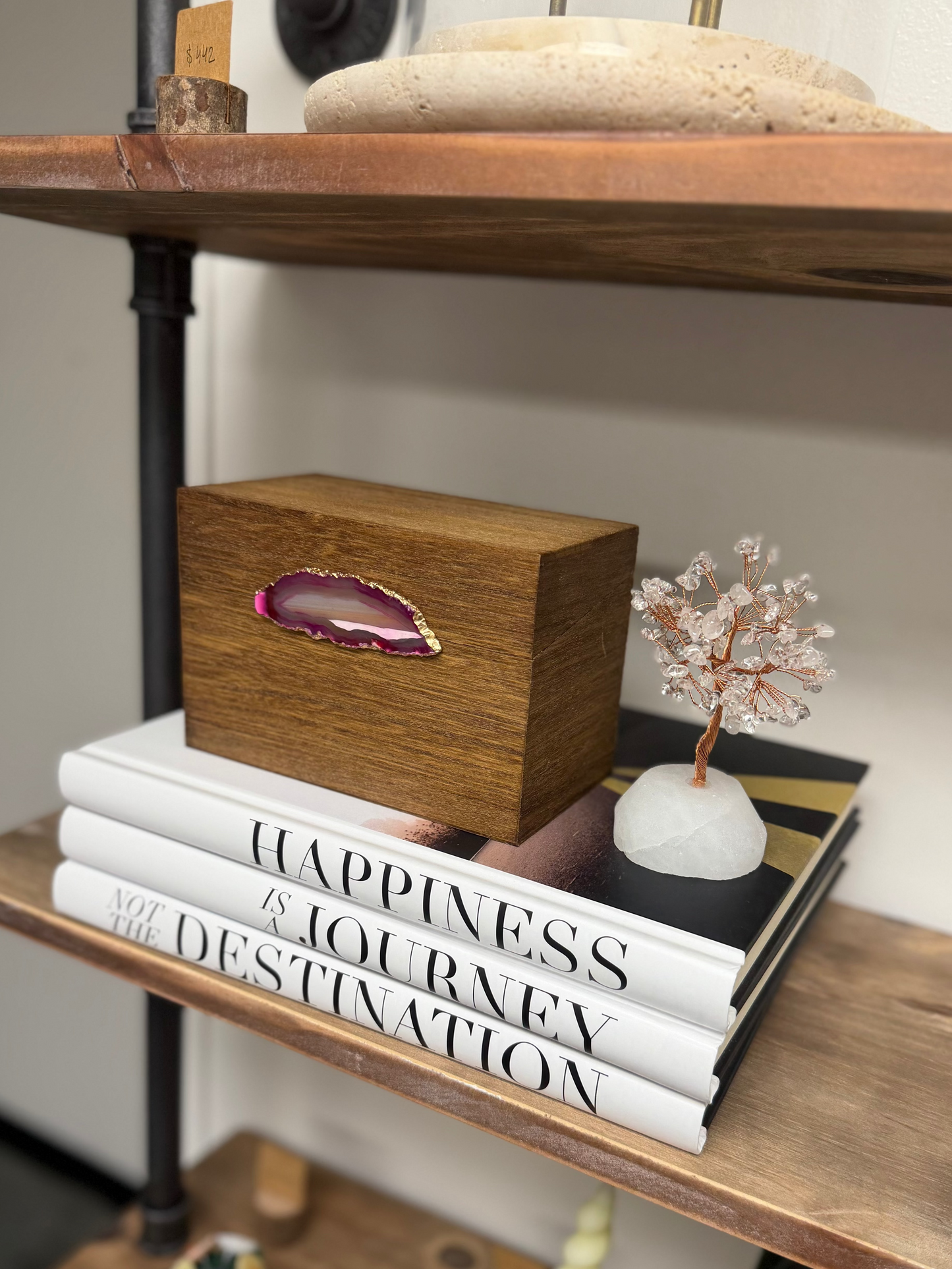 Rectangle Box wooden-style with Agate