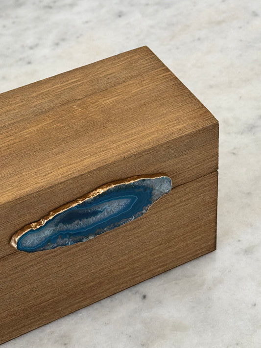 Rectangle Box wooden-style with Agate
