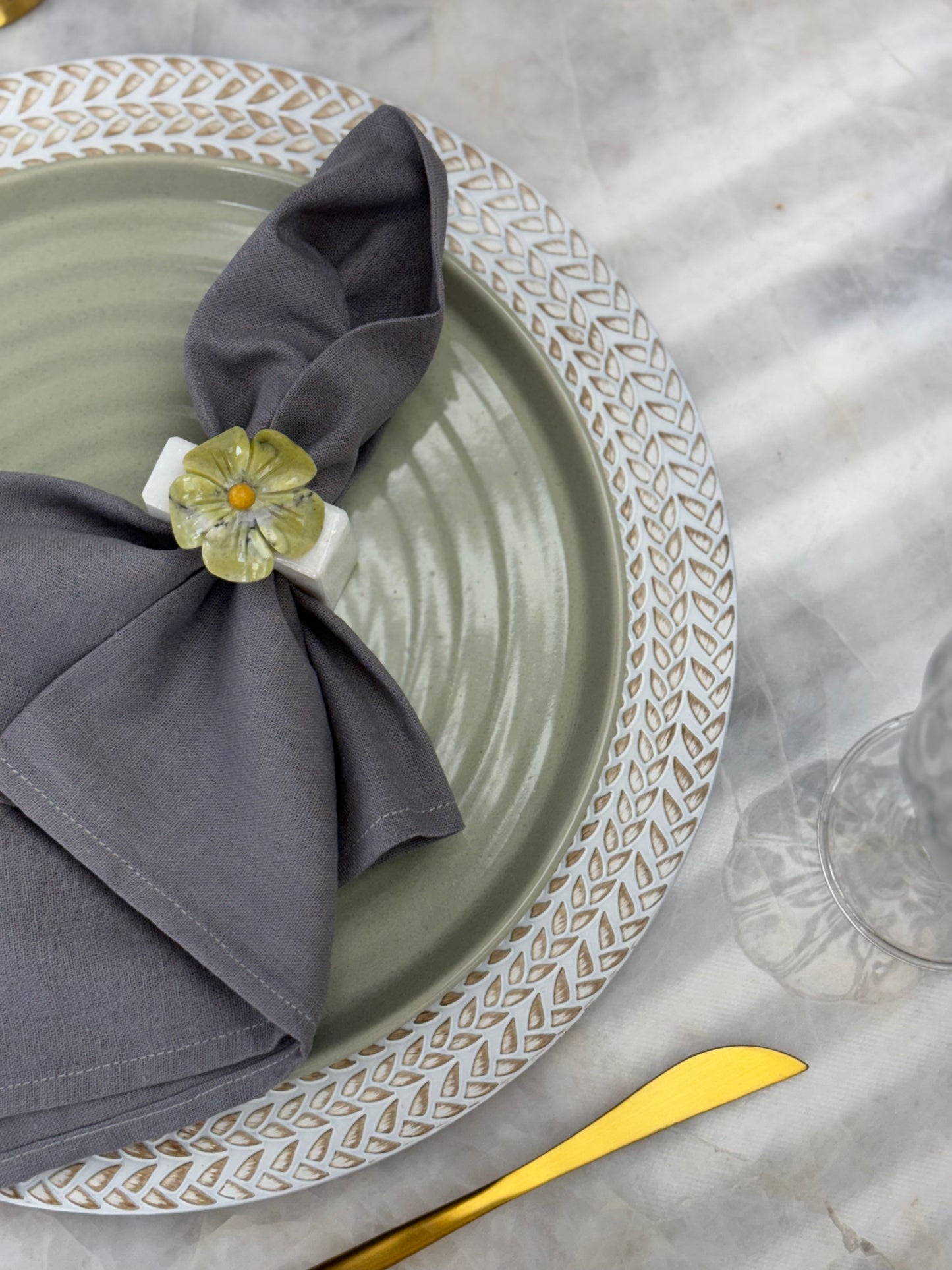 Handcrafted Natural Stone Napkin Rings (sets of 4 and 6)