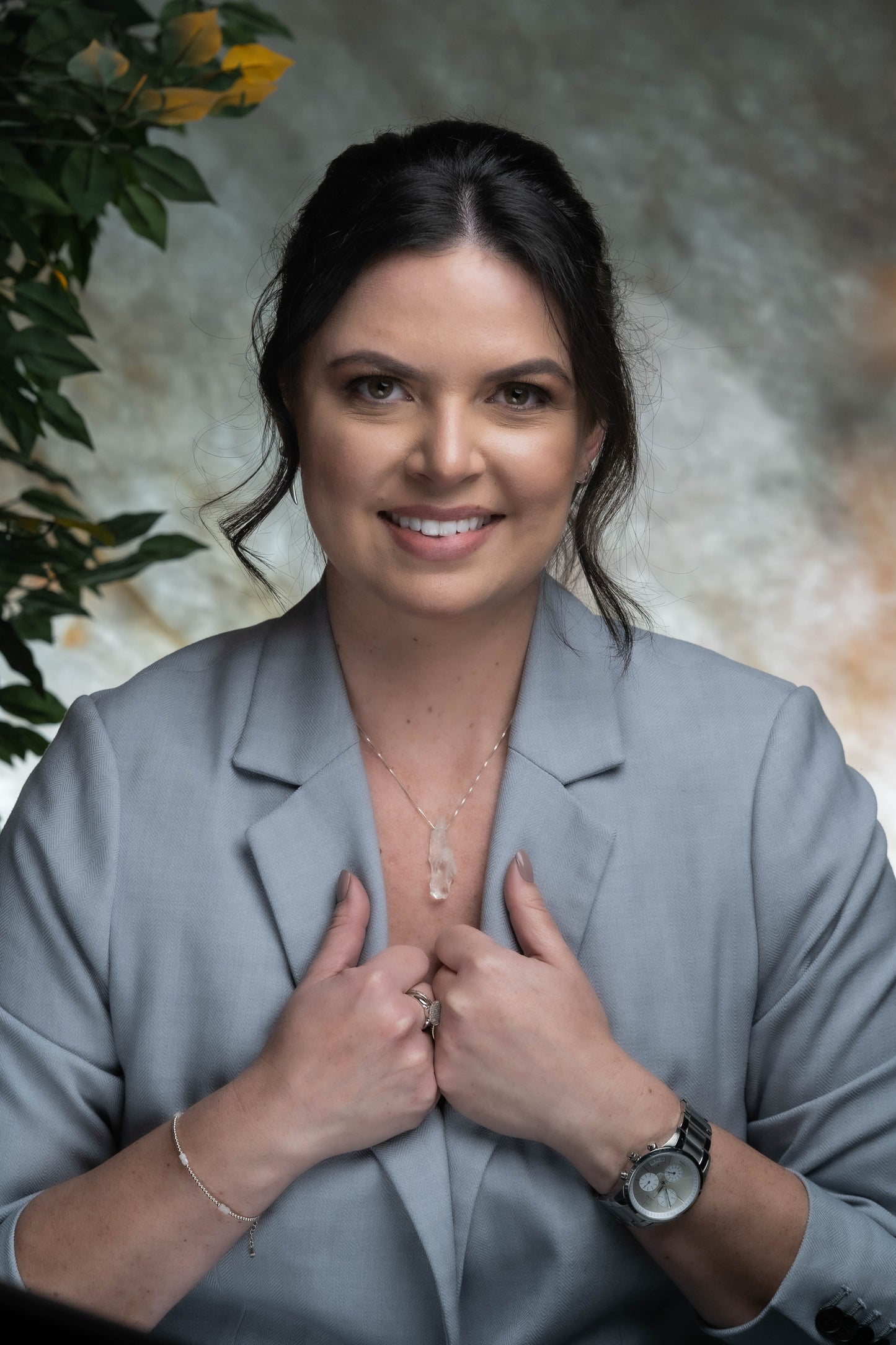 Clear Quartz Pendant Necklace with Silver 925