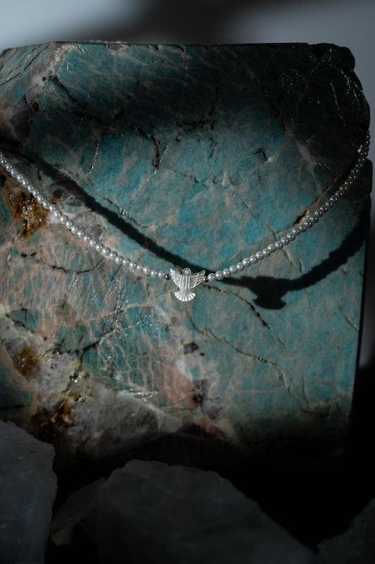 Freshwater Pearl Holy Spirit Necklace with Silver 925 - 40 cm + extension