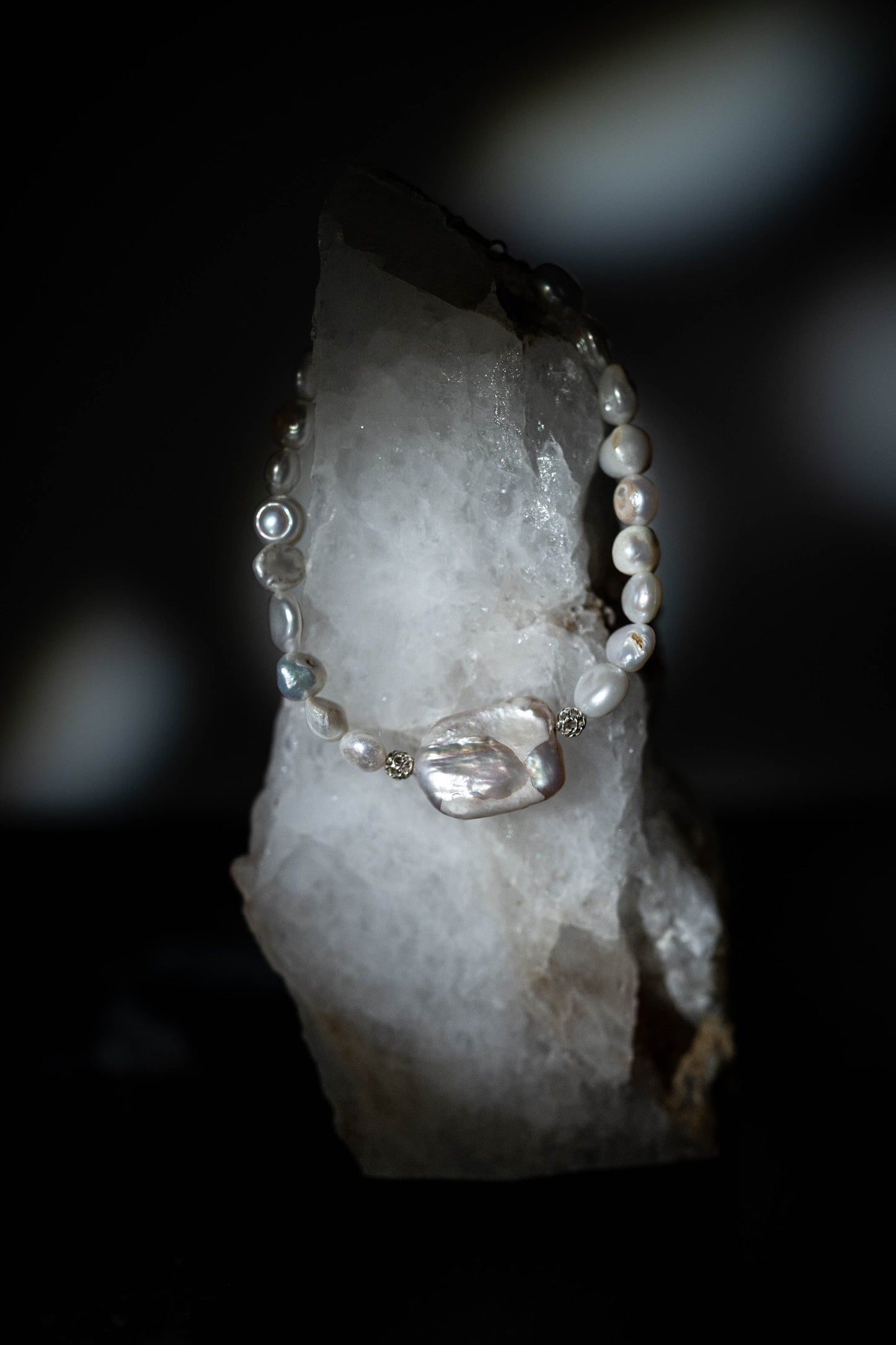 Biwa Pearl Bracelet with Silver 925 - Size: 16 cm + 3 cm extension