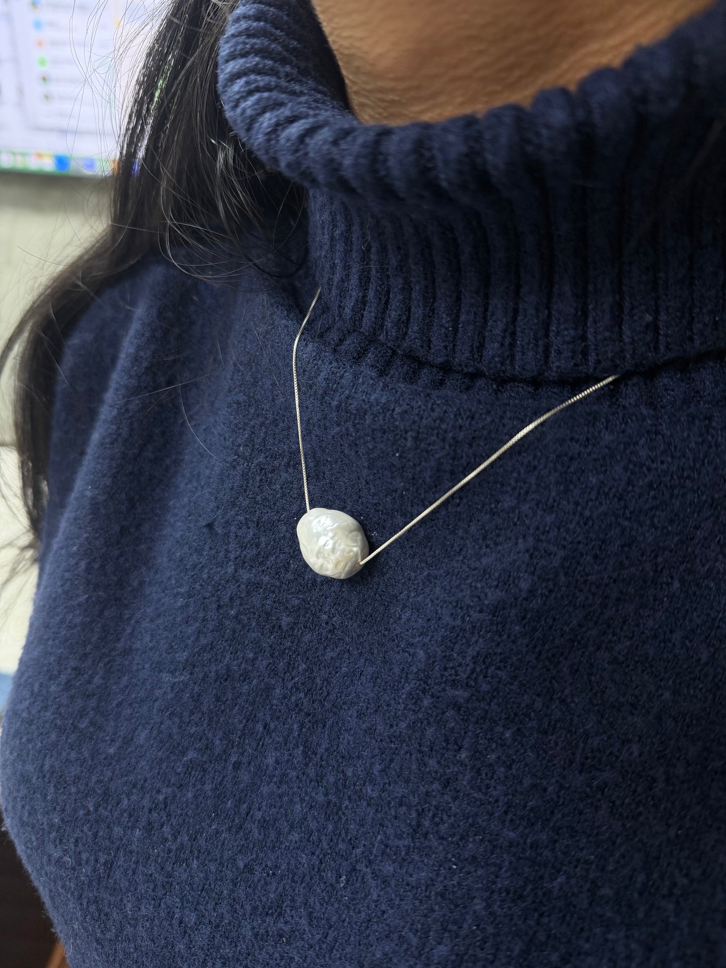 Freshwater Baroque Pearl Necklace with Silver 925 - 40 cm