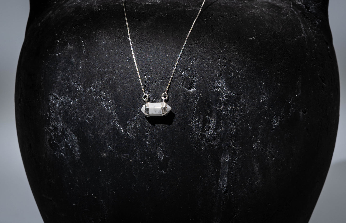 Howlite Necklace with Silver 925 - Size: 40 cm + 3 cm extension