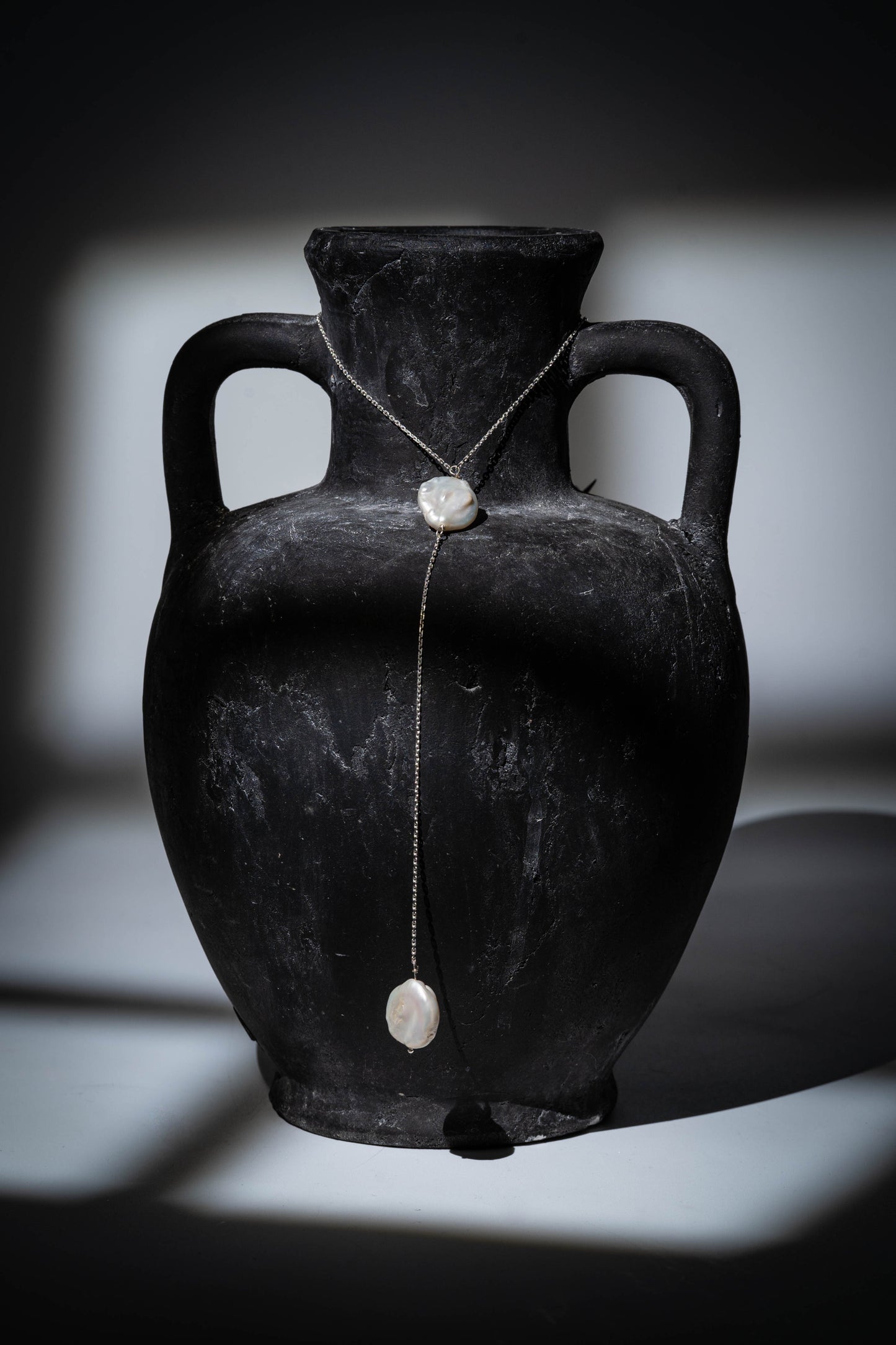 Freshwater Pearl Tie Necklace with Silver 925 - Size: 40 cm