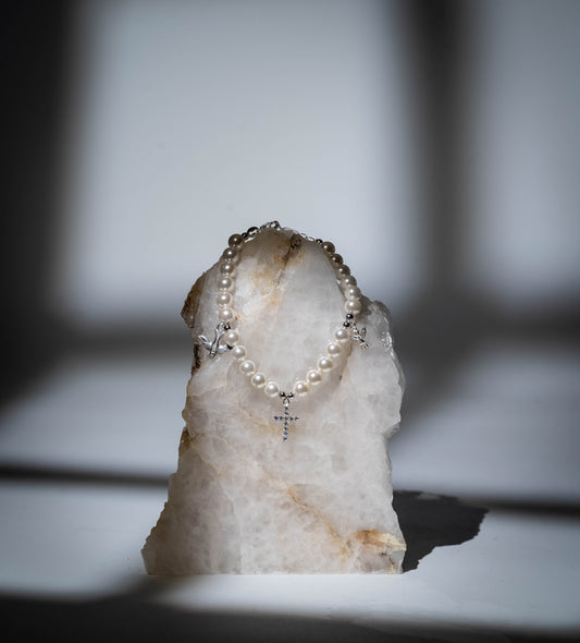 Freshwater Pearl Bracelet with Silver 925 - Size: 17 CM