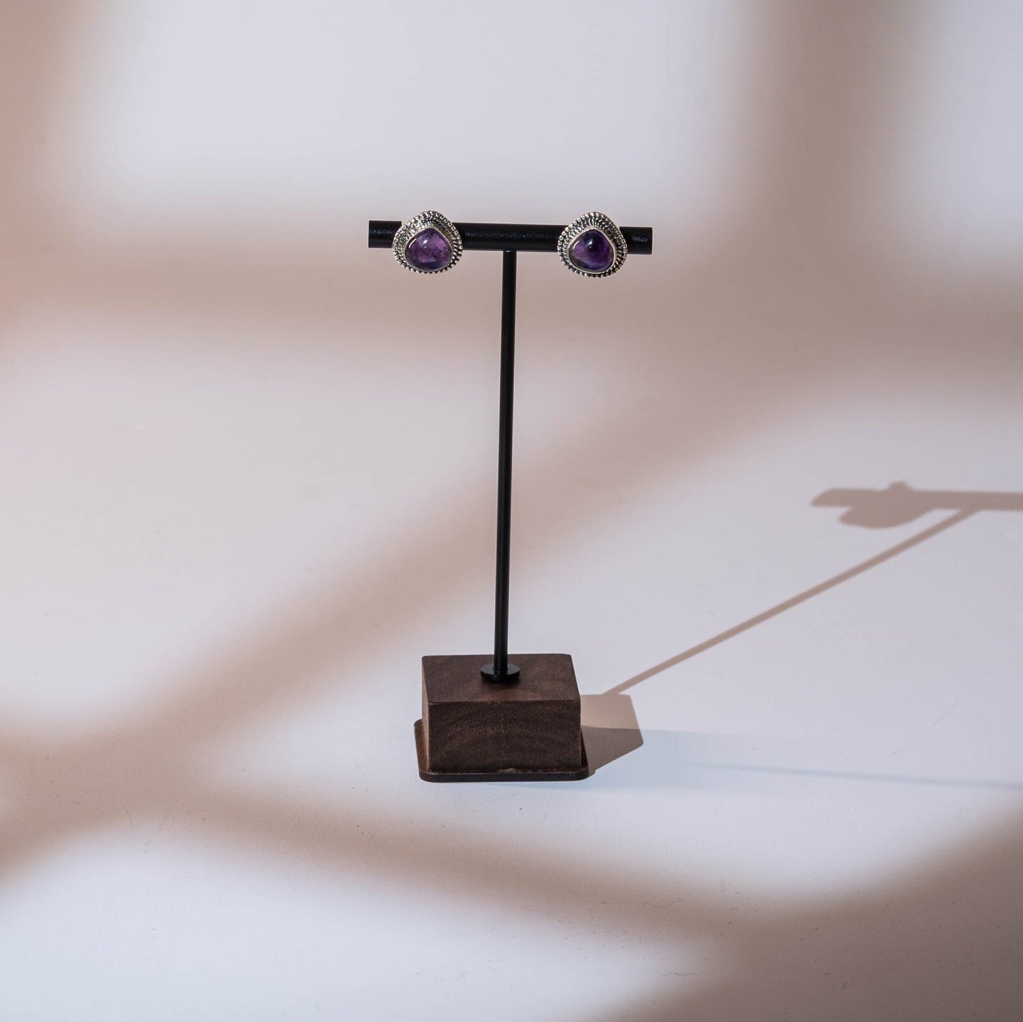 Amethyst Earring with Silver 925 - Size: 1.5 CM