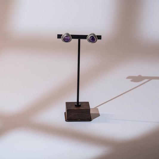 Amethyst Earring with Silver 925 - Size: 1.5 CM