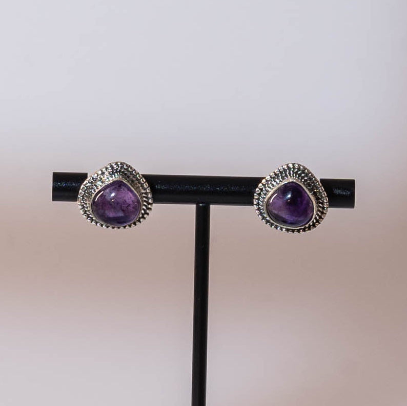 Amethyst Earring with Silver 925 - Size: 1.5 CM