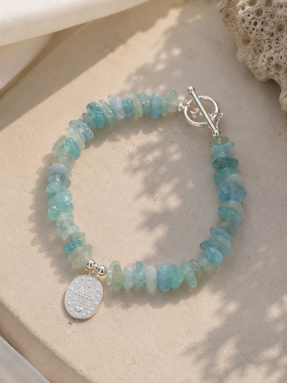 Bracelet and Medal - Aquamarine with Silver 925