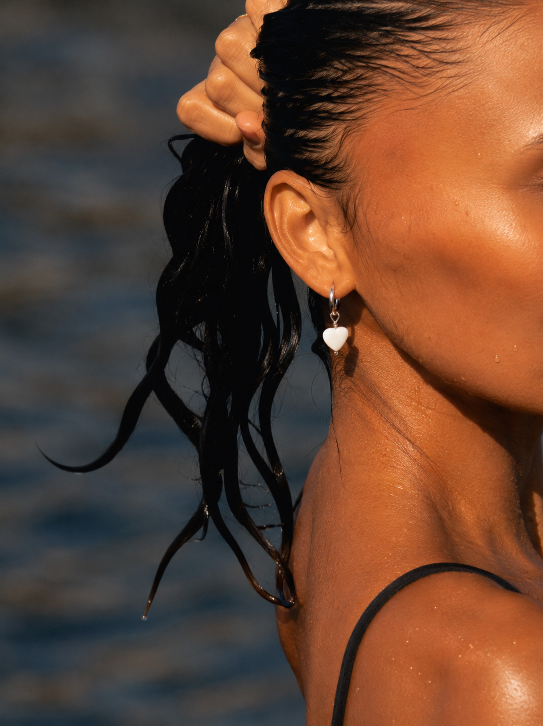 Earring - Hearted Mother of Pearl with Silver 925