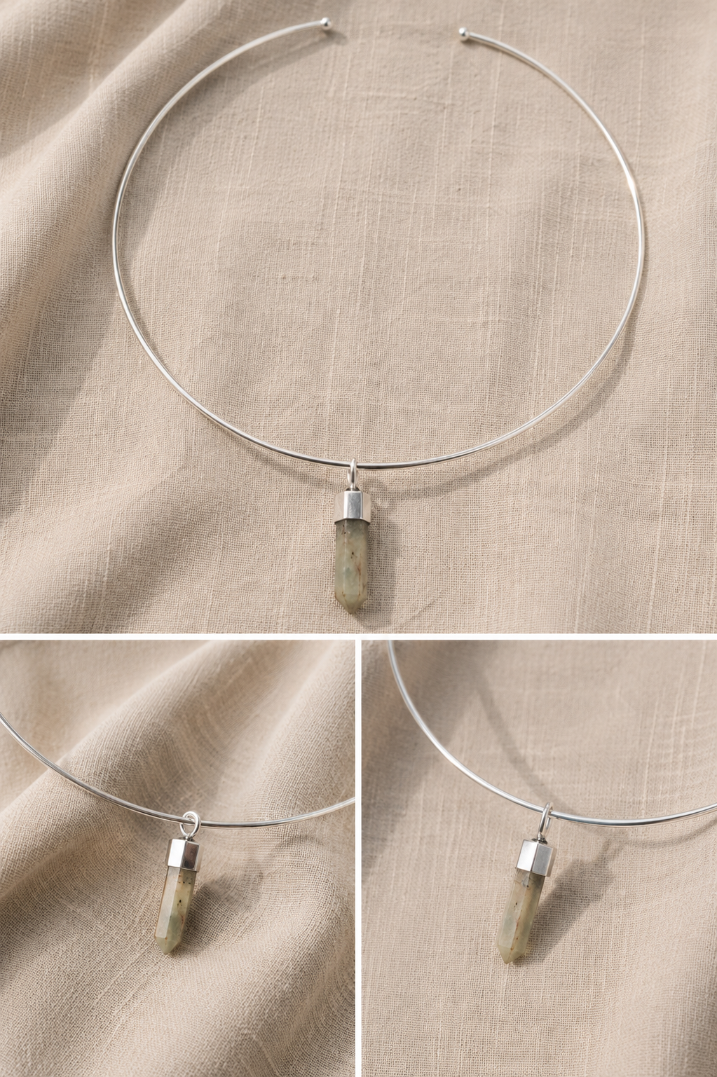 Collar Necklace and Pendant - Chrysoprase with Silver 925