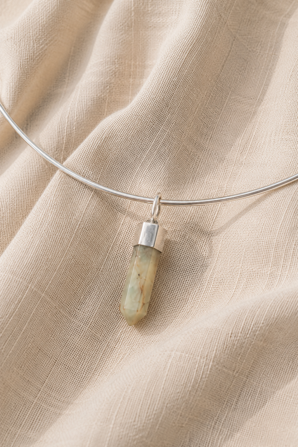 Collar Necklace and Pendant - Chrysoprase with Silver 925