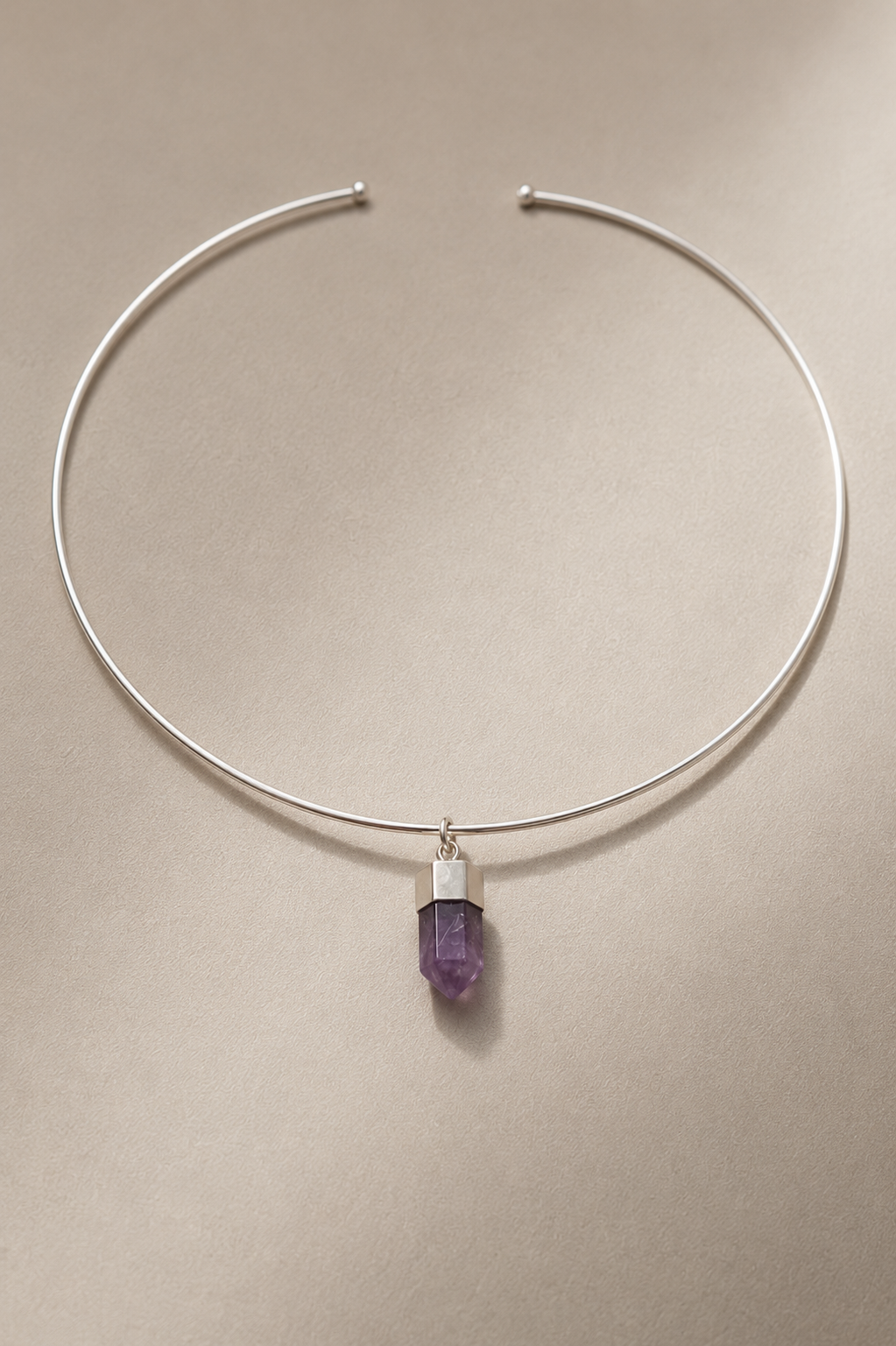 Collar Necklace and Pendant - Amethyst with Silver 925