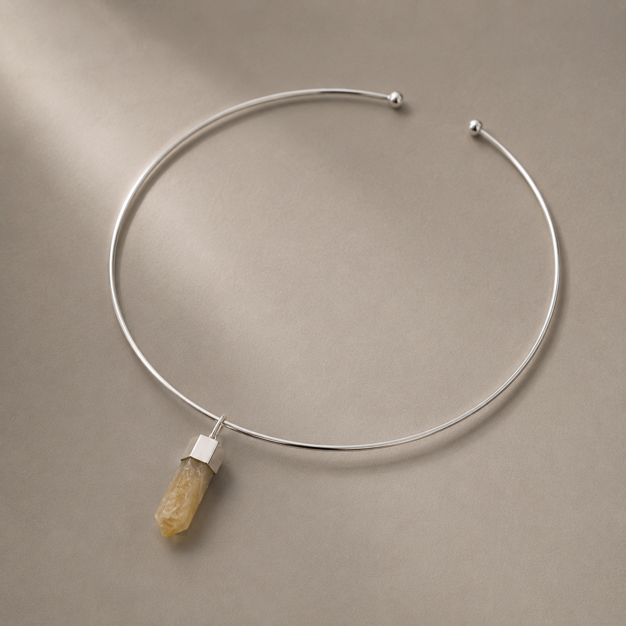 Collar Necklace and Pendant - Citrine with Silver 925