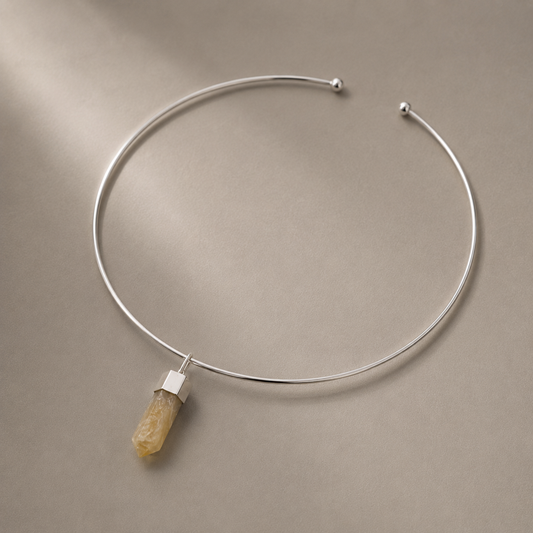 Collar Necklace and Pendant - Citrine with Silver 925