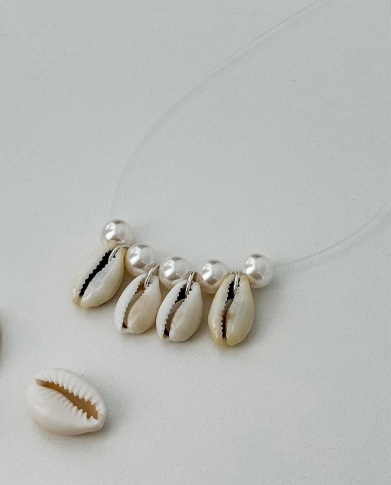 Necklace - Cowrie Shells and Freshwater Pearl with Silver 925