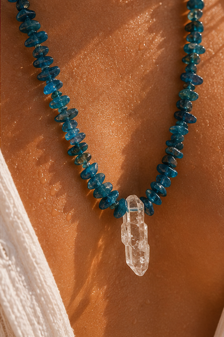 Necklace - Apatite and Crystal with Silver 925