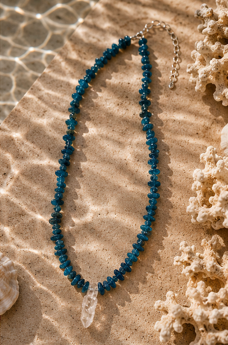 Necklace - Apatite and Crystal with Silver 925
