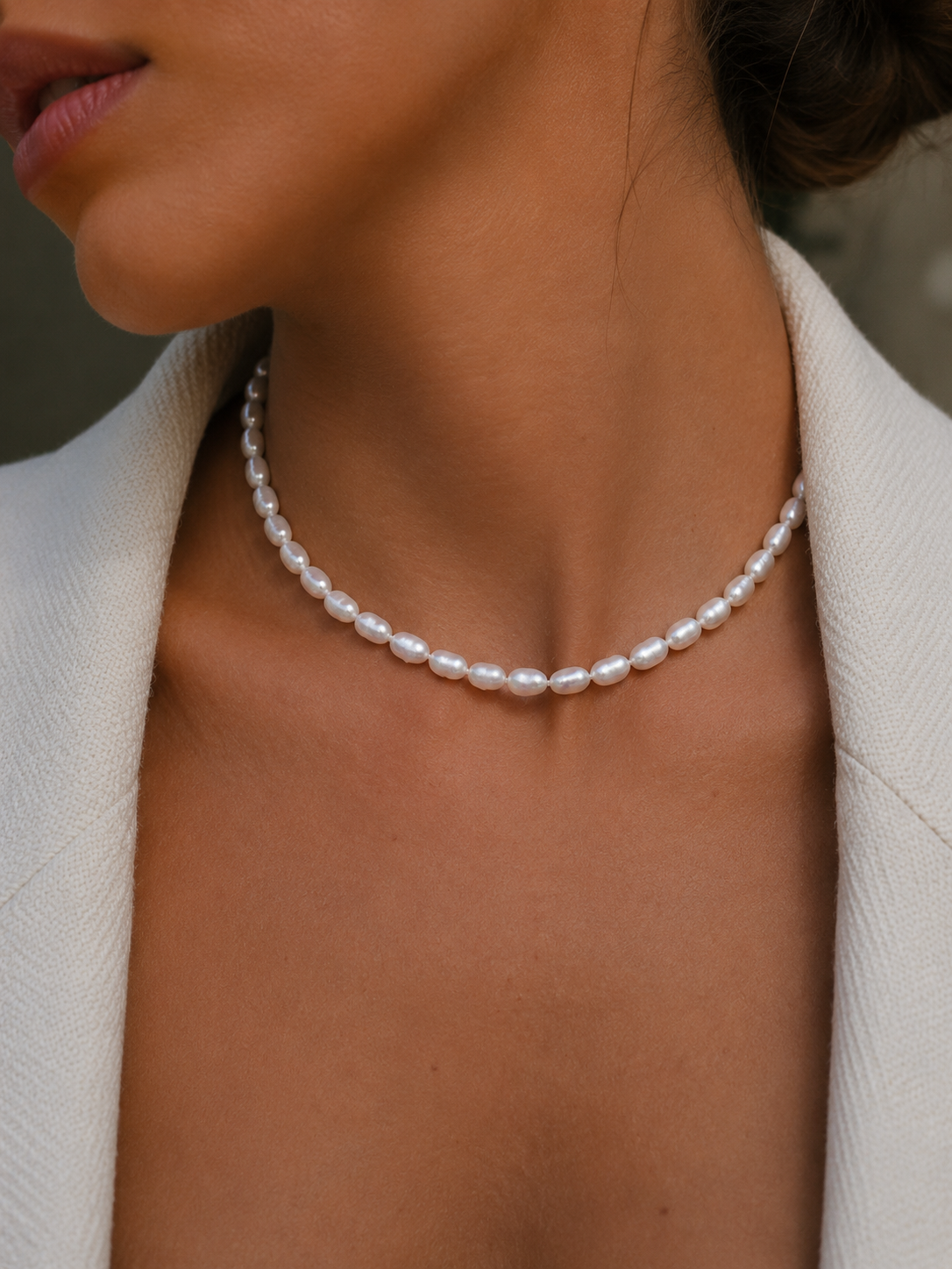 Necklace - Freshwater Pearl Rice with Silver 925