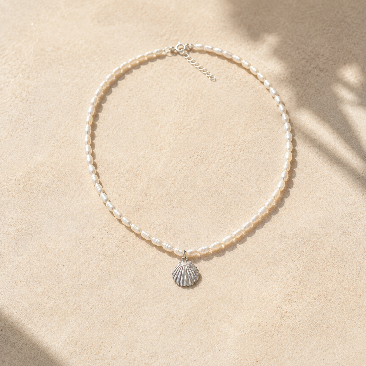 Necklace and Pendant - Set of 2 - Freshwater Pearl Rice and Silver 925