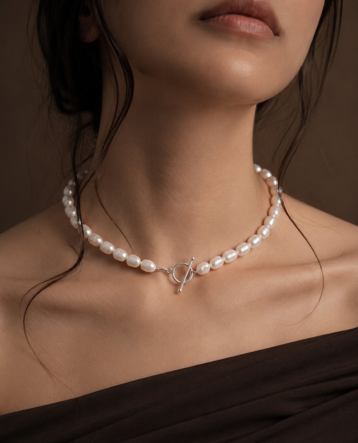 Necklace - Rice Pearl with Silver 925