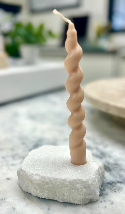 Taper Candle Base Holder - White Marble