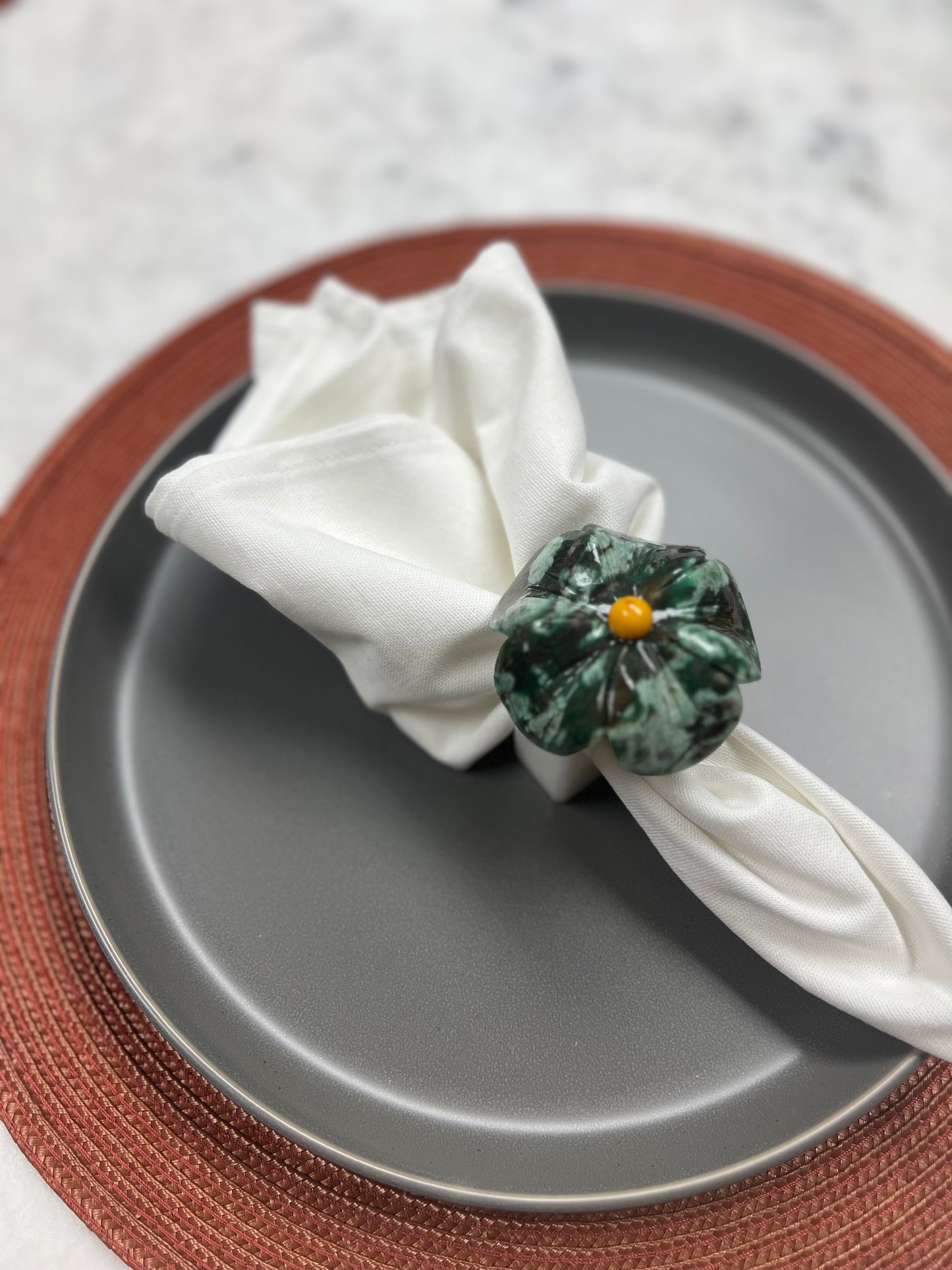 Handcrafted Natural Stone Napkin Rings (sets of 4 and 6)