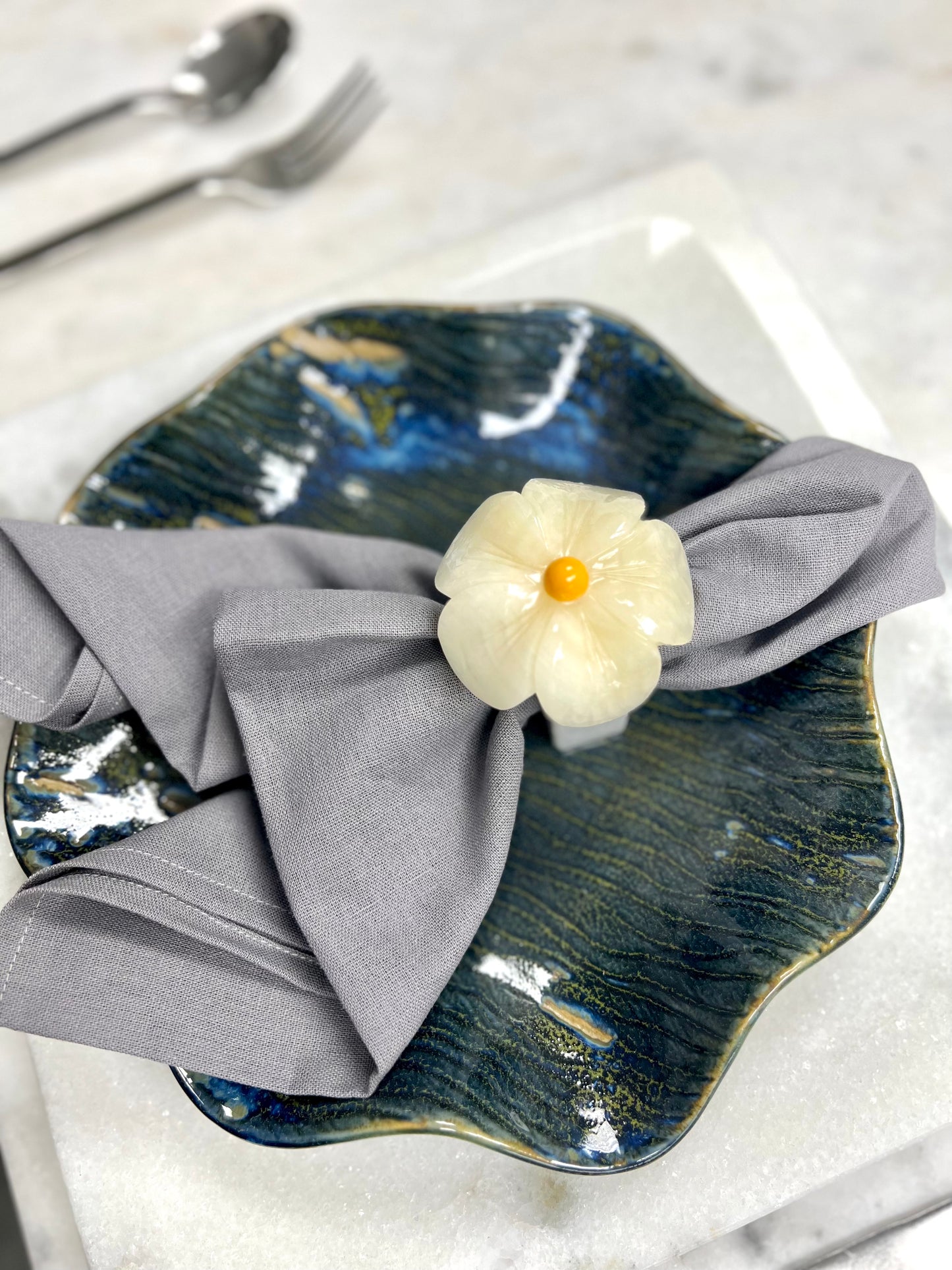 Handcrafted Natural Stone Napkin Rings (sets of 4 and 6)