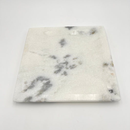 White marble square plate
