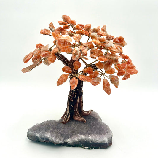 Natural Stone Tree Of Life -Amethyst and Orange Calcite